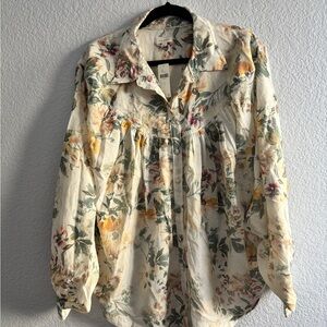 Pilcro NWT Floral Women's Top - Cream and Yellow